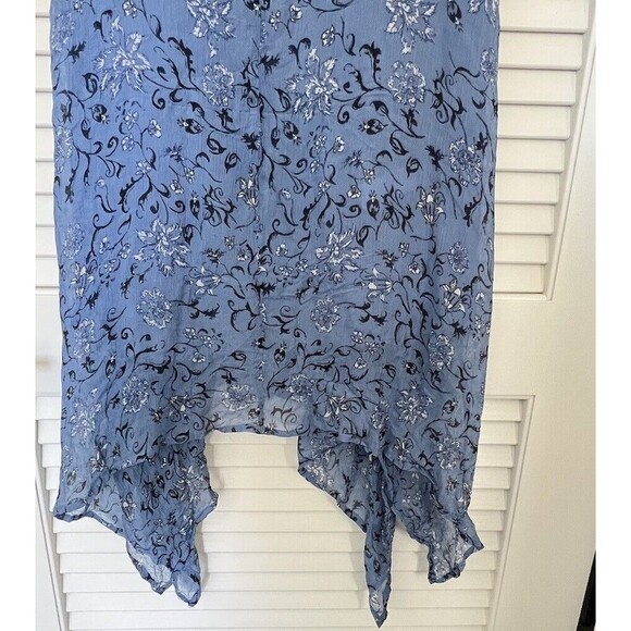 Lucky Brand Layla Scarf Dress Womens Small Blue Floral Strappy Flowy Sheer Boho - Picture 7 of 14